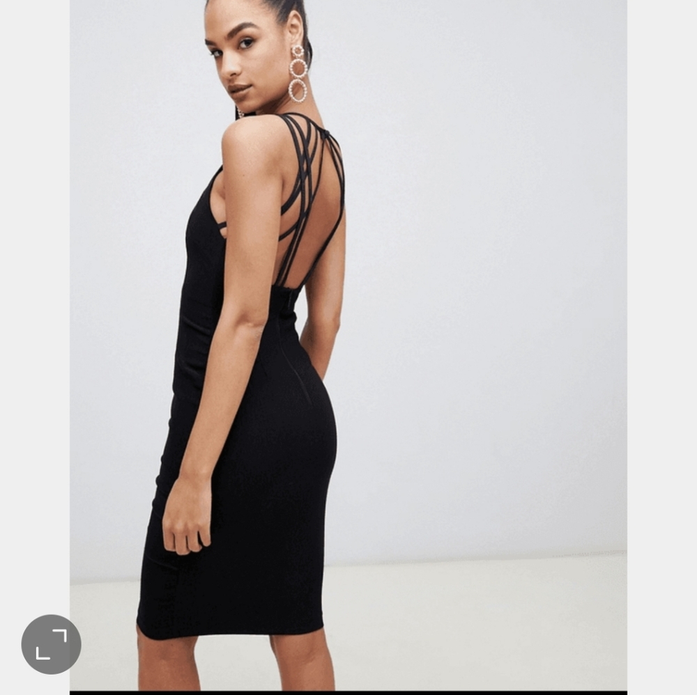 VESPER Black Bodycon Strappy Dress (low back)